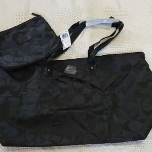 Coach Black Travel Tote and Pouch Set